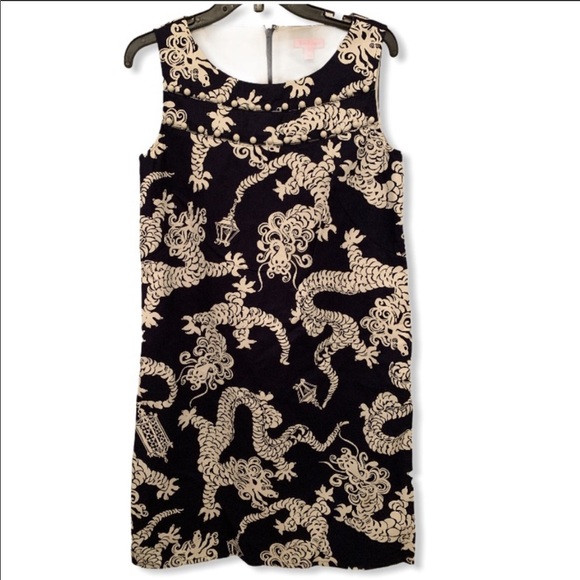 Lilly Pulitzer Dresses & Skirts - Lilly Pulitzer navy shift dragon print dress 10